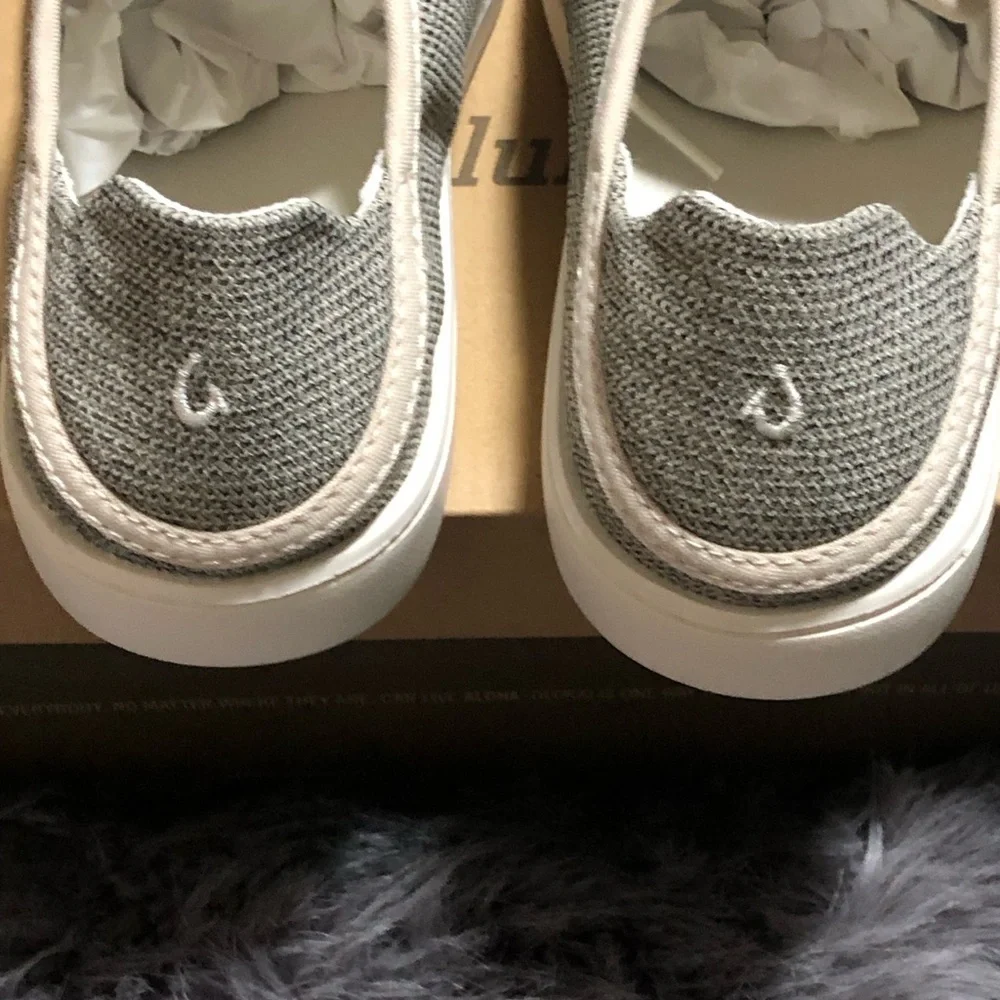 Olukai Womens Pehuea Li Lace up Canvas Sneakers Shoes, Size 7.5, Tapa/White Sand - Picture 6 of 7